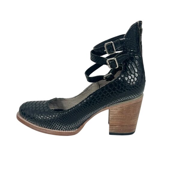Freebird by Steven Randi Black Snake Embossed Heeled Shoes - Picture 6 of 11
